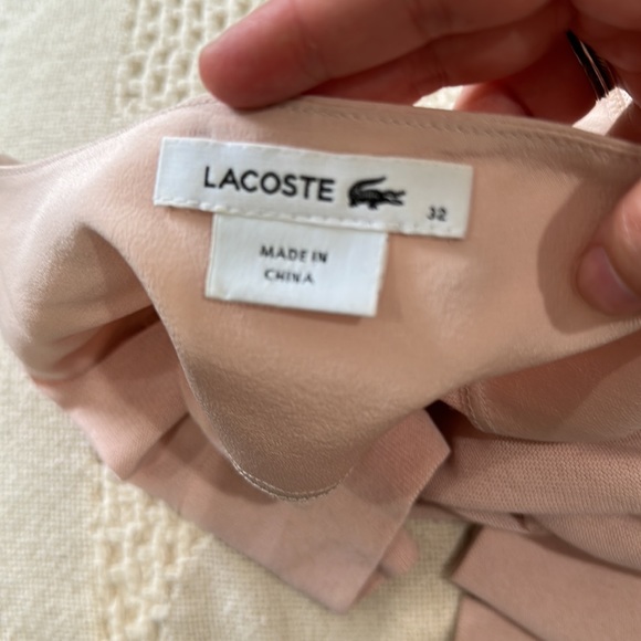 LACOSTE Knit Shift Dress with Silk Yoke and Pockets Blush Pink Sz 32 XS - Picture 9 of 15